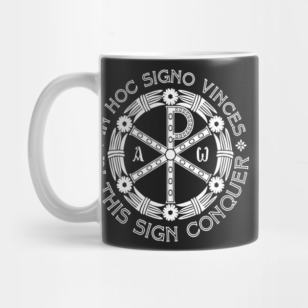 In Hoc Signo Vinces | In this Sign Conquer | Chi Rho | White on Black by EkromDesigns